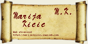 Marija Kičić vizit kartica